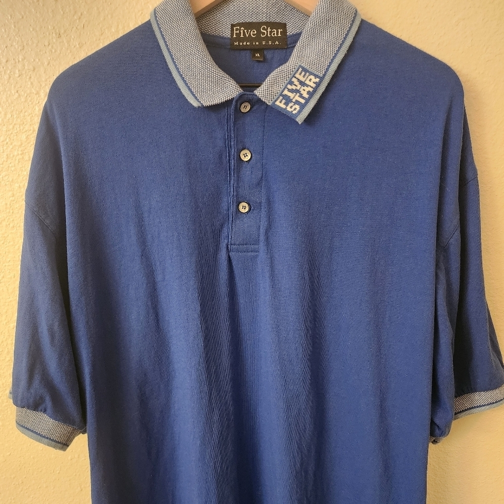 Five Star Blue Mens Polo Sz XL